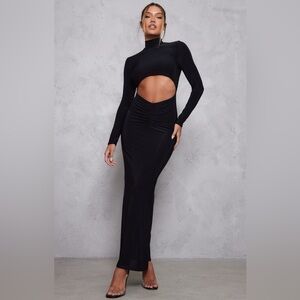Pretty Little Thing Black Elegant Long Sleeve Maxi Dress - NWT